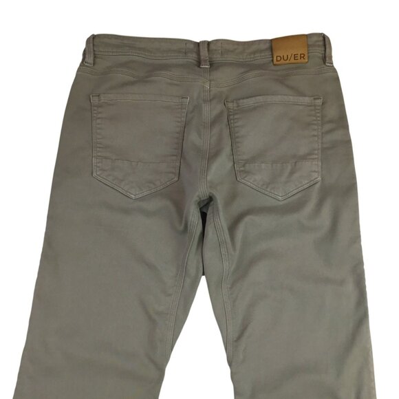 Du/er Mens Slim Fit Performance Denim Pants 34x30 Beige Cotton Blend Stretch - Picture 7 of 16